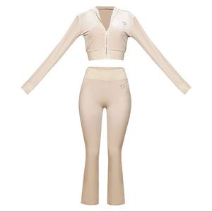 WAYDAMIN “Jaylo Taupe Velour Tracksuit” never worn tag still on!